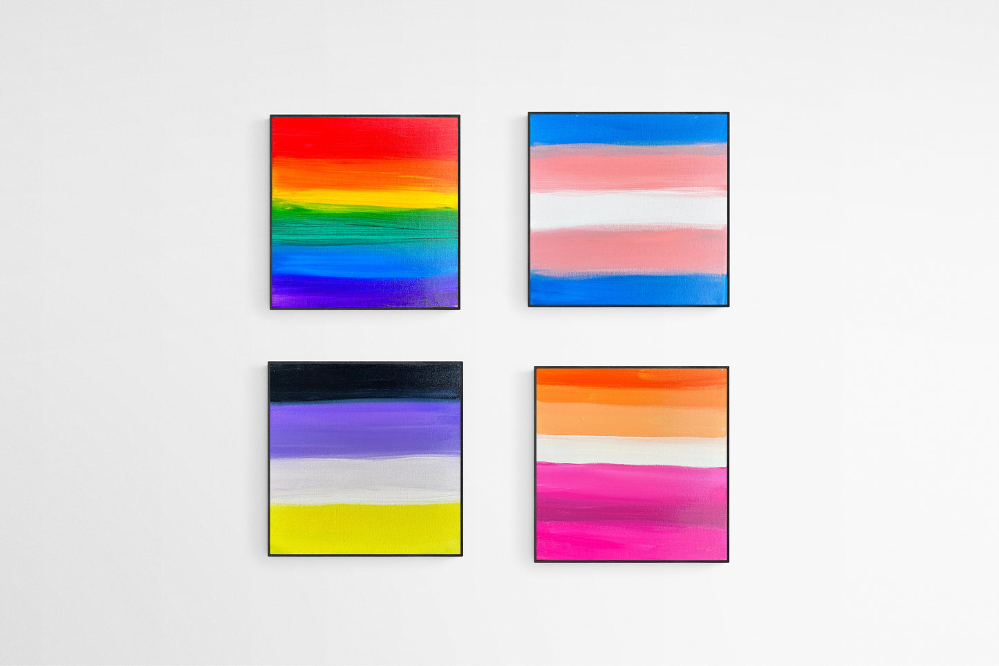 Custom Non-Binary Flag Painting -  Pride Flag Original Acrylic Painting - by Rina Kazavchinski