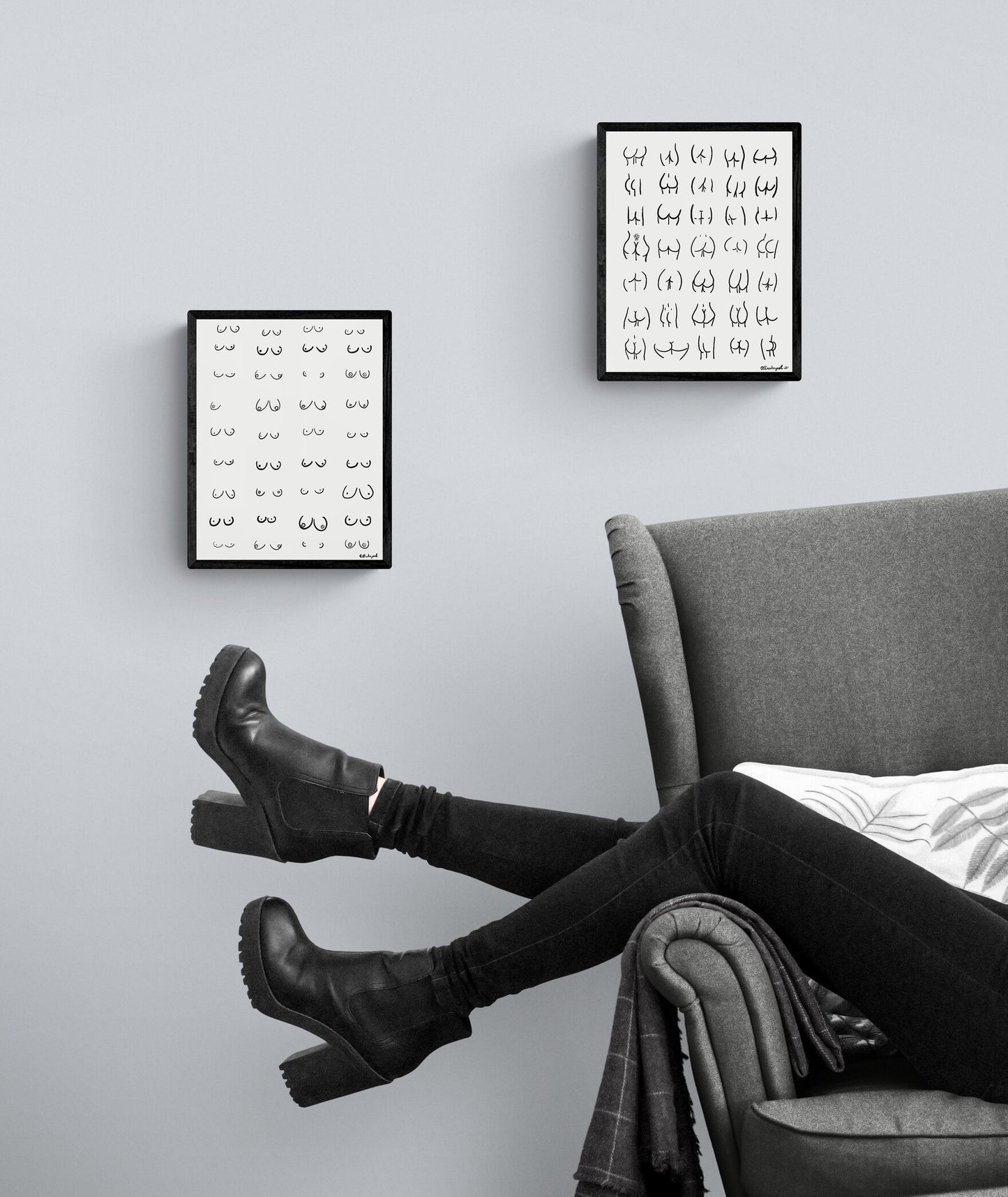 Boobs Line Art, Nude Funny Boobies, Boobs Print, Feminist Art, Feminist illustration, Line Art Print, Body Sketch, Nude Curvy Woman Print