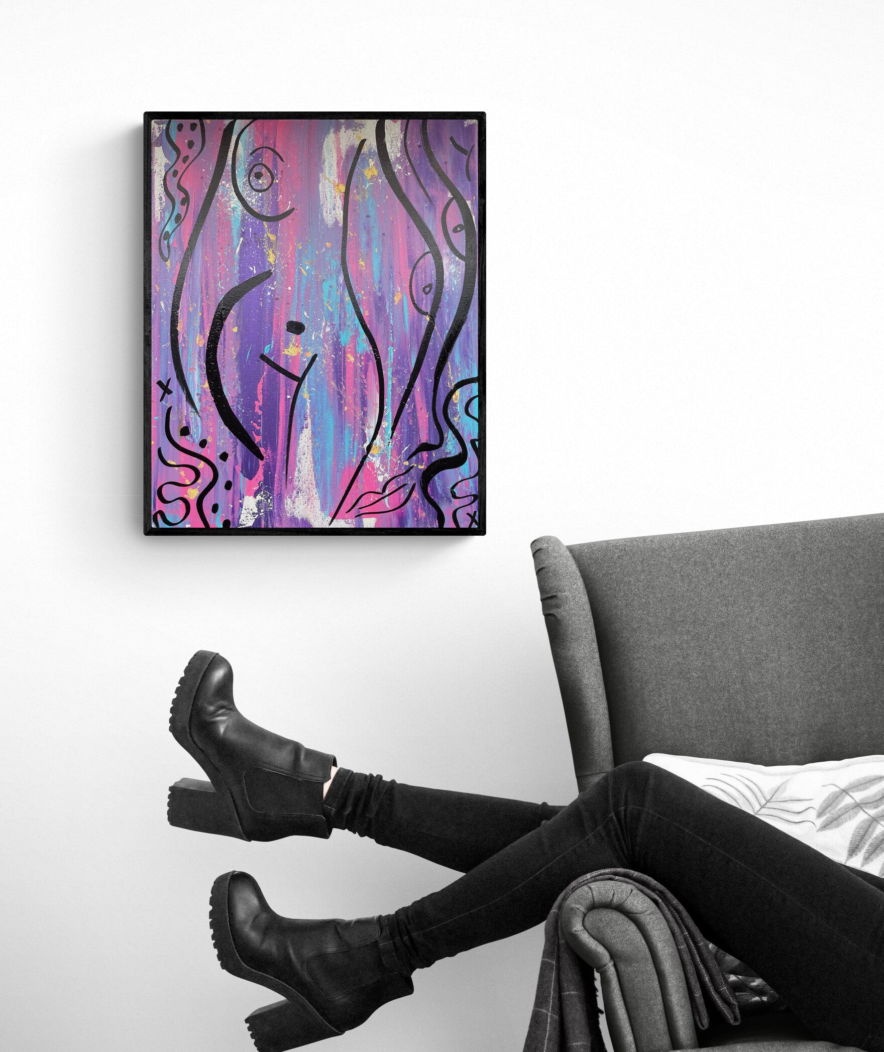 Nude Abstract Art "The Bi Eye" - Original Acrylic Painting by Canadian Artist Rina Kazavchinski