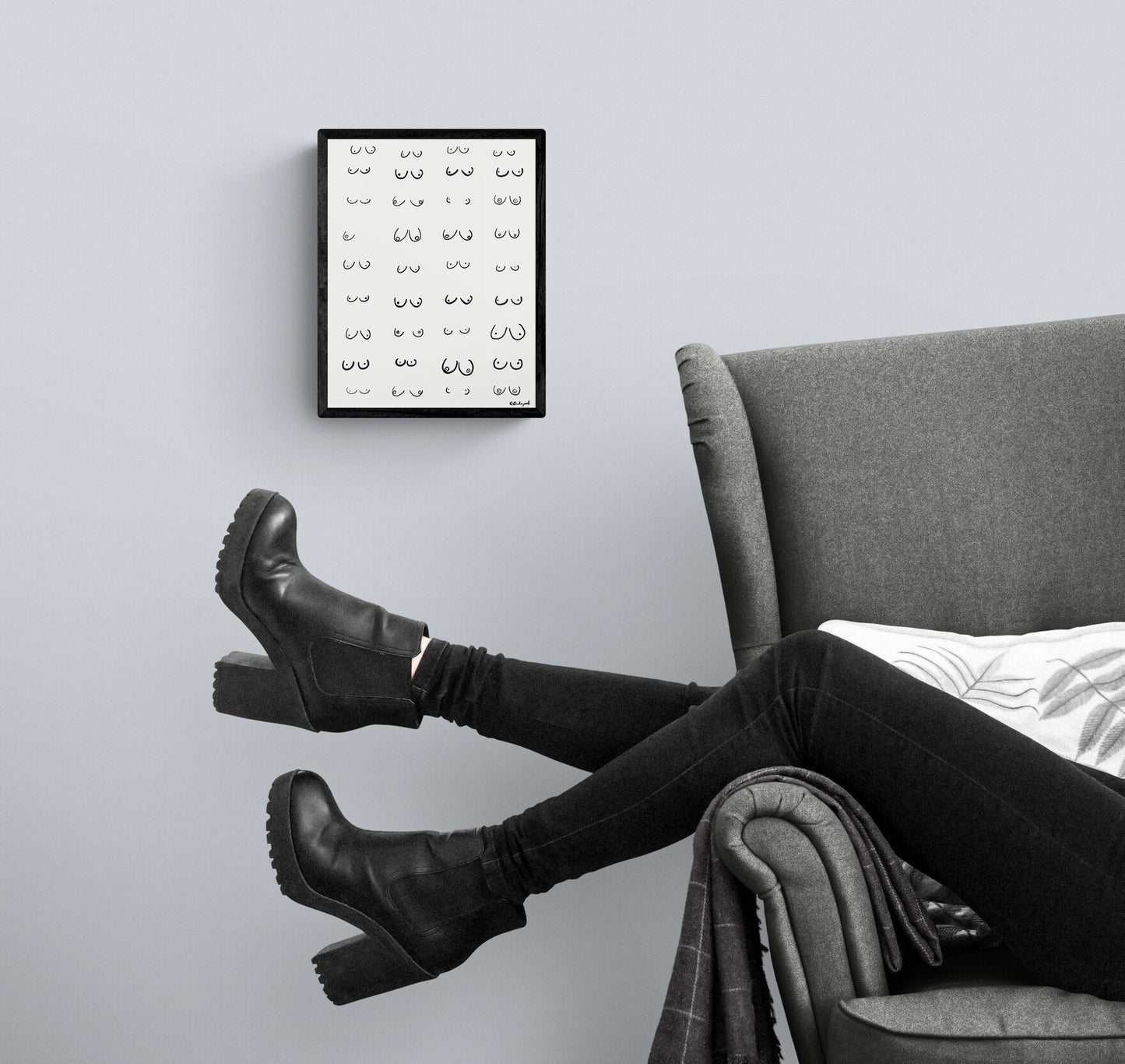 Boobs Line Art, Nude Funny Boobies, Boobs Print, Feminist Art, Feminist illustration, Line Art Print, Body Sketch, Nude Curvy Woman Print