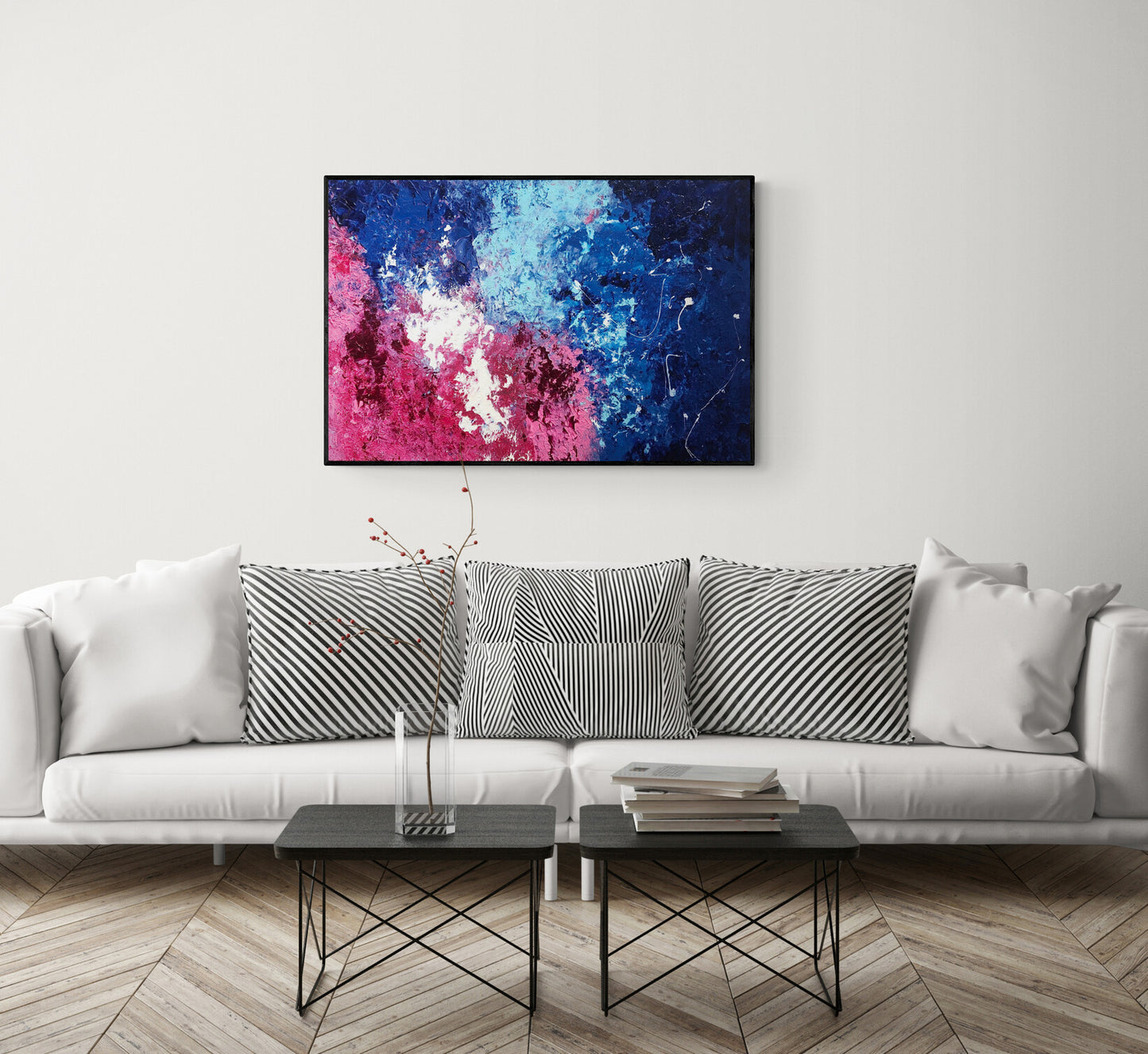 "Pink Ocean Wave" -  Original Acrylic Painting by Canadian Abstract Artist Rina Kazavchinski