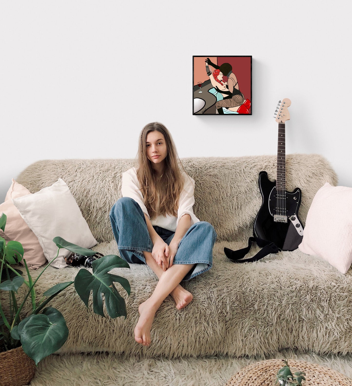 Lesbian Sexy BDSM Art Print, Erotic Art, Queer Art, Bondage Art, Feminist Art, Gift for Girlfriend, Erotic Bedroom Home Decor Wall