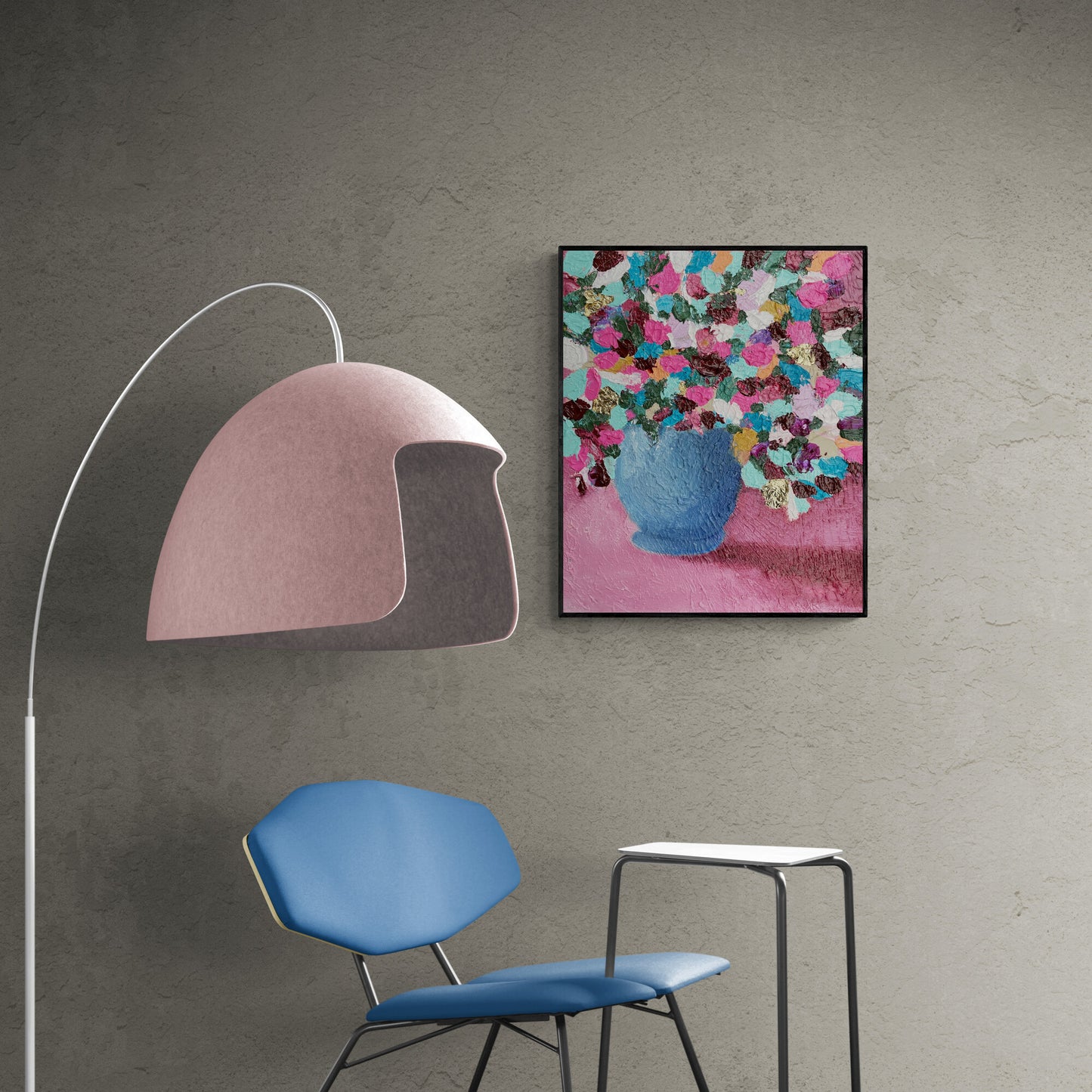 Winter Bouquet of Flowers - Original Acrylic Painting by Rina Kazavchinski