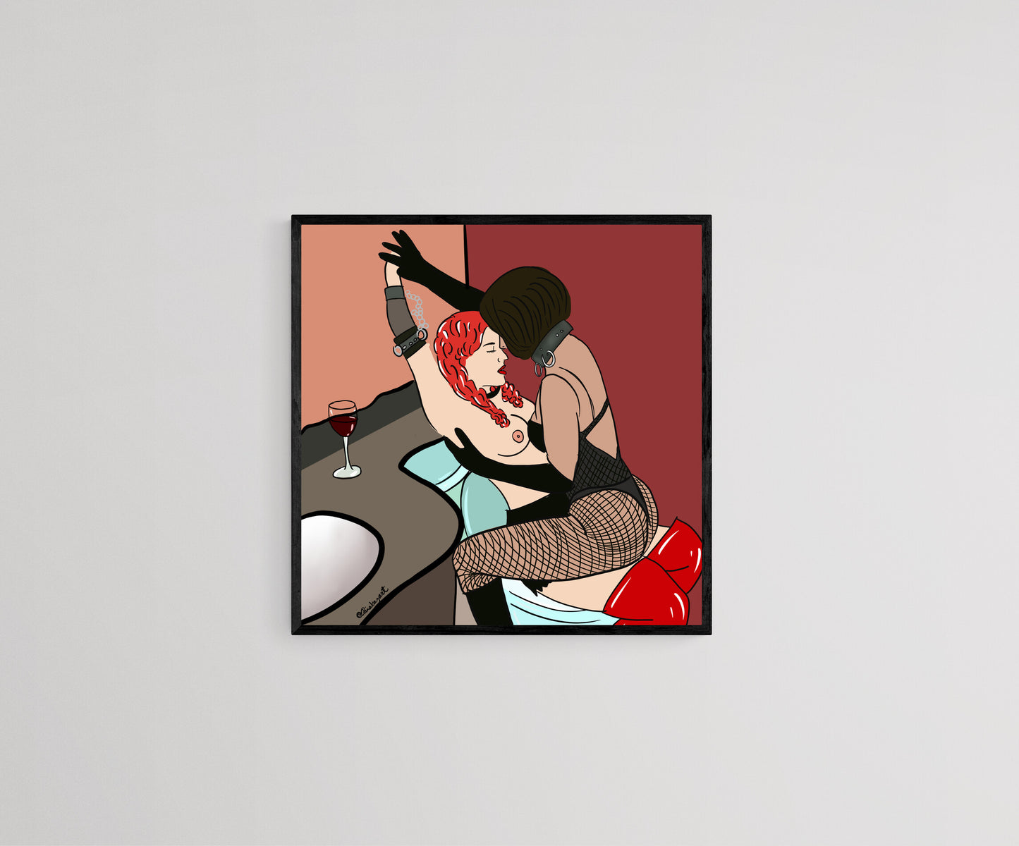 Lesbian Sexy BDSM Art Print, Erotic Art, Queer Art, Bondage Art, Feminist Art, Gift for Girlfriend, Erotic Bedroom Home Decor Wall