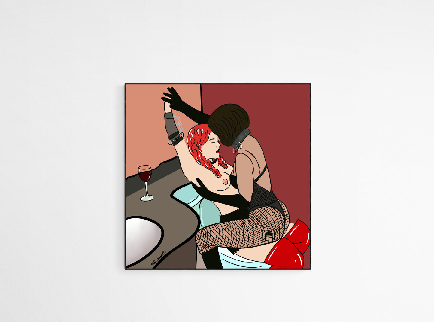 Lesbian Sexy BDSM Art Print, Erotic Art, Queer Art, Bondage Art, Feminist Art, Gift for Girlfriend, Erotic Bedroom Home Decor Wall