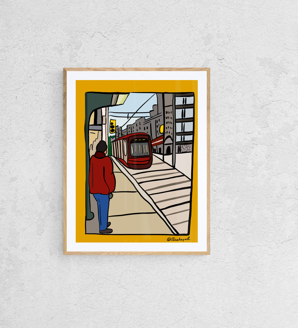 Toronto Streetcar Digital illustration Downtown Scene Toronto during the day Giclée