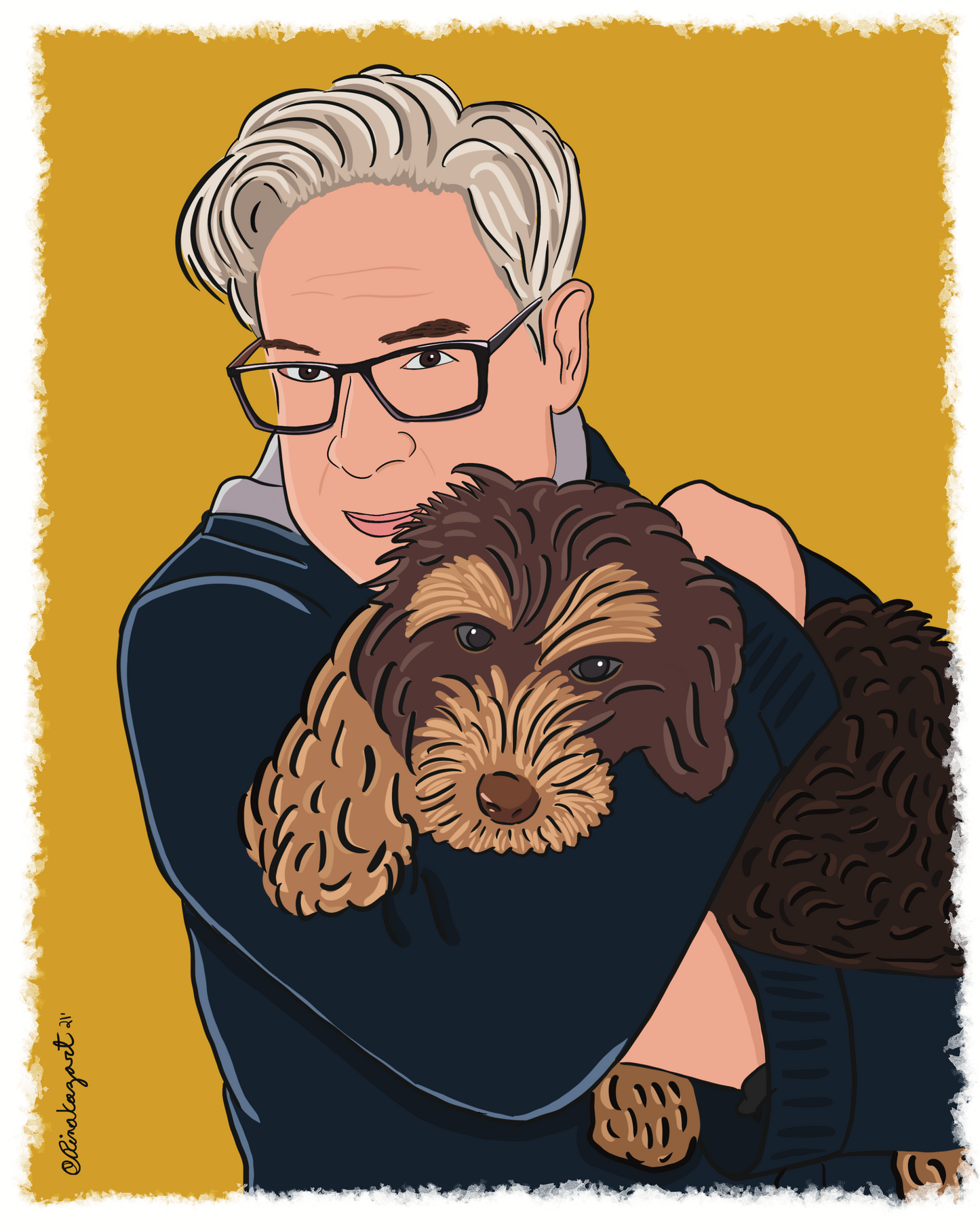 Father's Day Custom Portrait illustration (Cat, Dog, Puppy, Kitty) Anniversary Gift ( Digital Only, print or stretched Canvas)