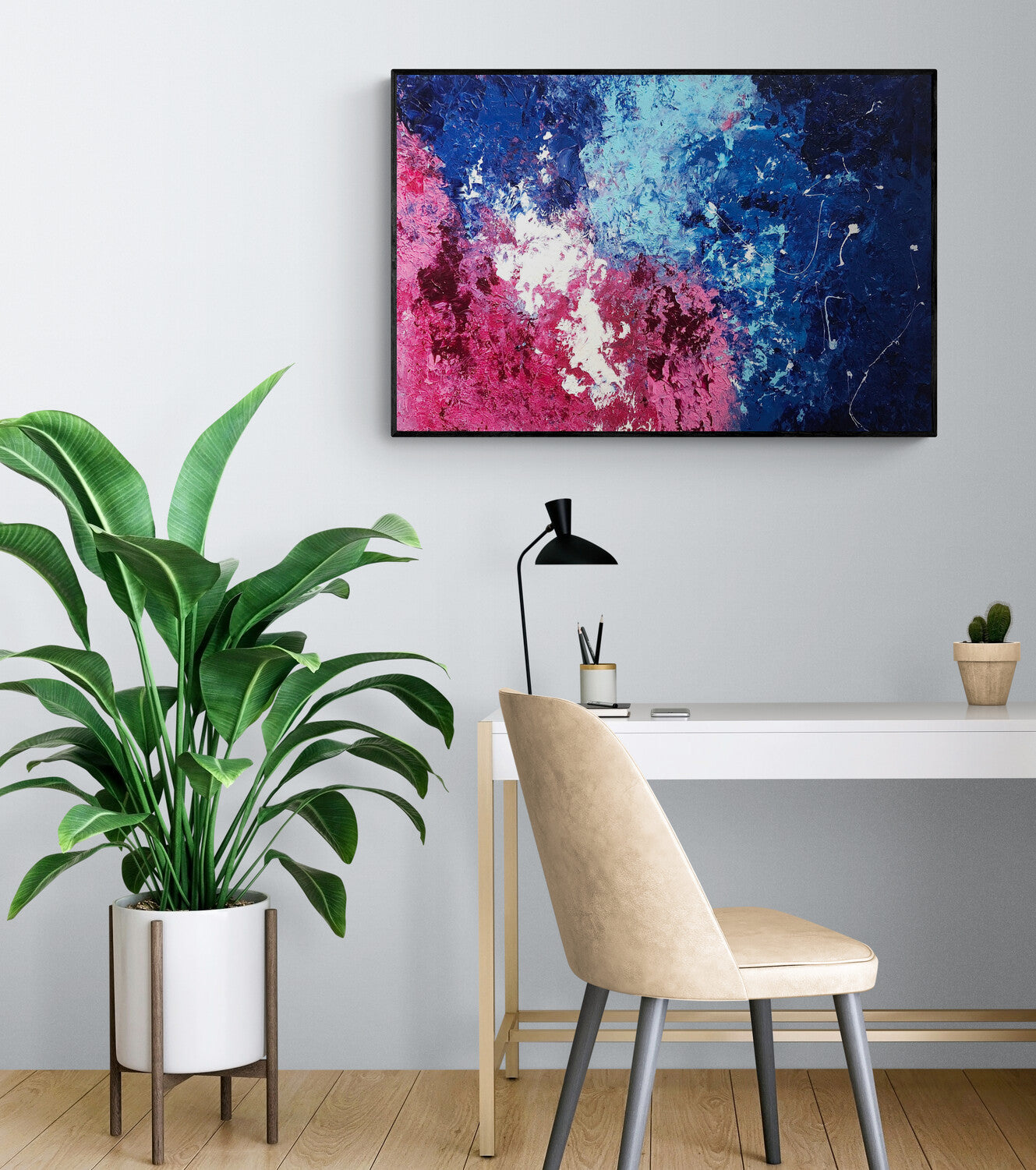 "Pink Ocean Wave" -  Original Acrylic Painting by Canadian Abstract Artist Rina Kazavchinski