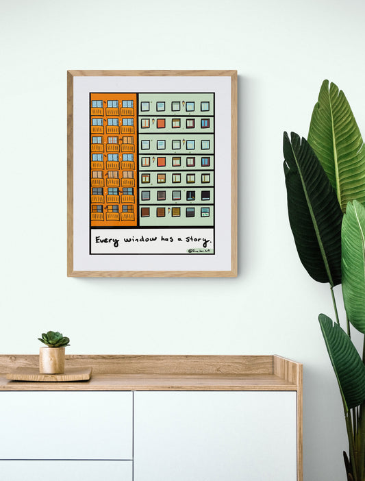 Urban City -  Art Print Giclée - Every Window Has A Story