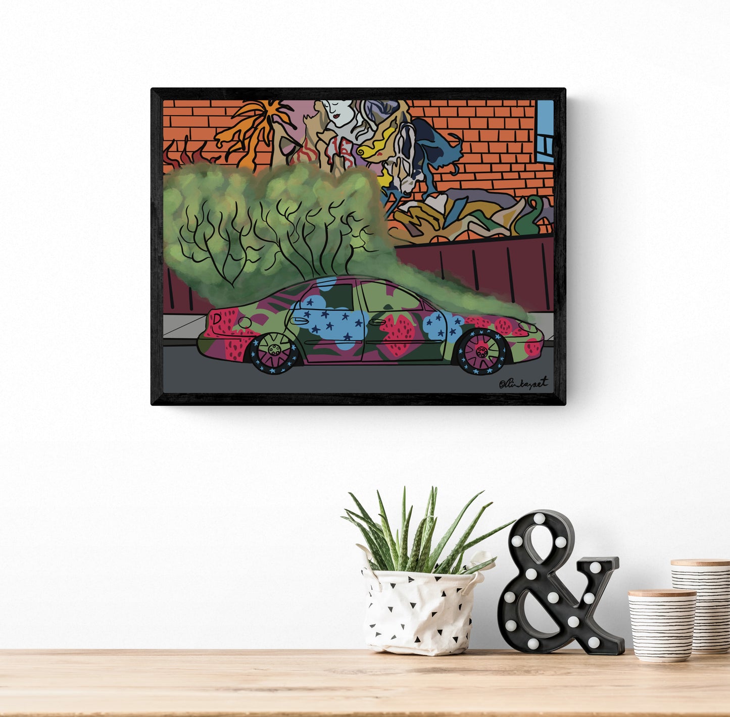 Kensington Market Toronto Car  - Art Print Giclée by Rina Kazavchinski