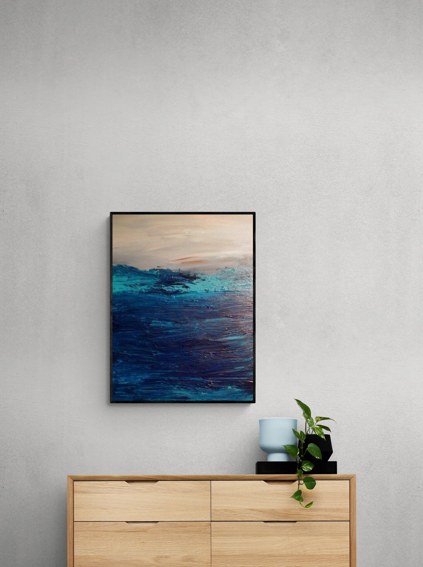 Large Seascape Triptych, Set of 3 Original Modern Paintings, Ocean Painting Abstract, Ready to Hang, Living Room Art, Hand Painted Art