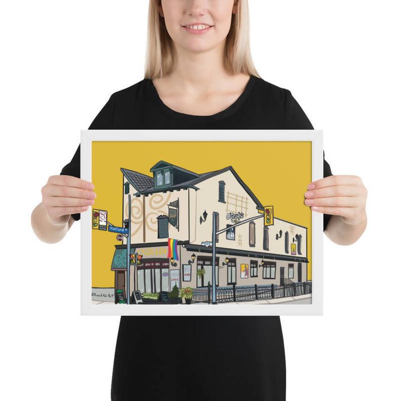 "O'Grady's Bar And Restaurant Toronto Art Print" by Canadian Artist Rina Kazavchinski