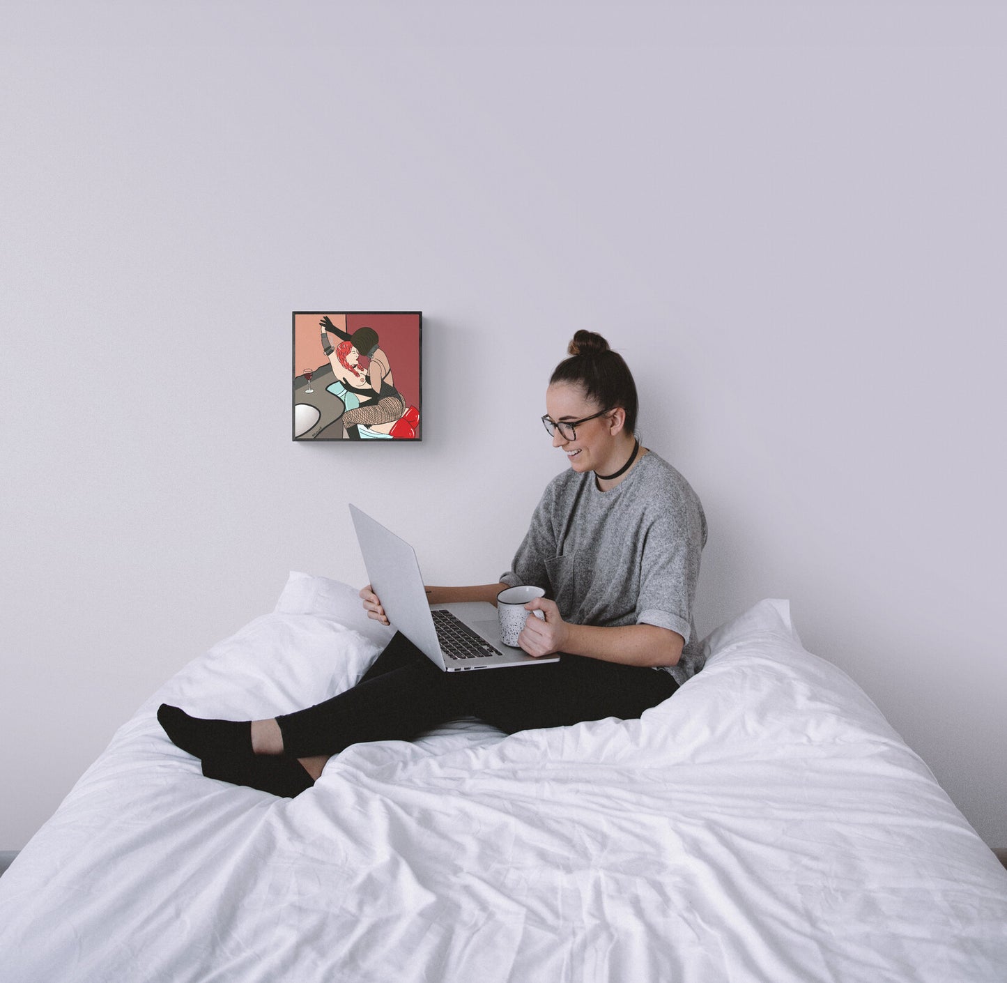 Lesbian Sexy BDSM Art Print, Erotic Art, Queer Art, Bondage Art, Feminist Art, Gift for Girlfriend, Erotic Bedroom Home Decor Wall