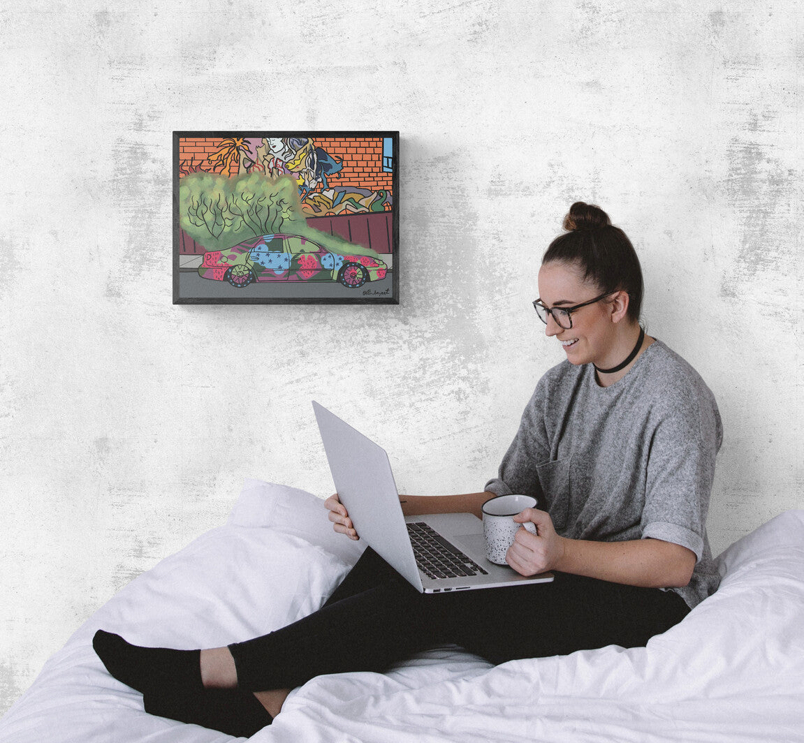 Kensington Market Toronto Car  - Art Print Giclée by Rina Kazavchinski