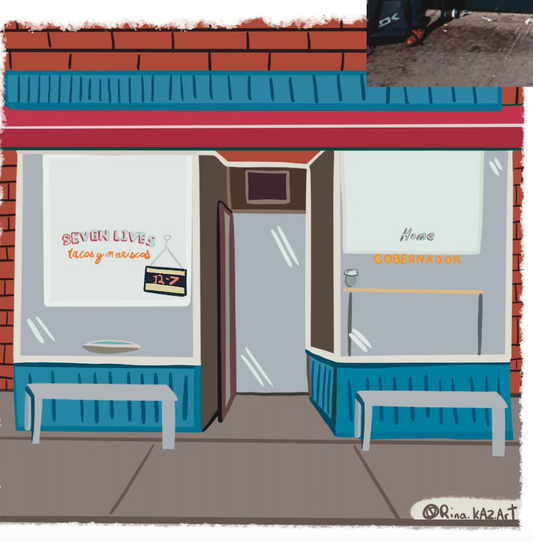 Seven Lives Taco in Kensington Market Torontor - Art Print Giclée by Rina Kazavchinski