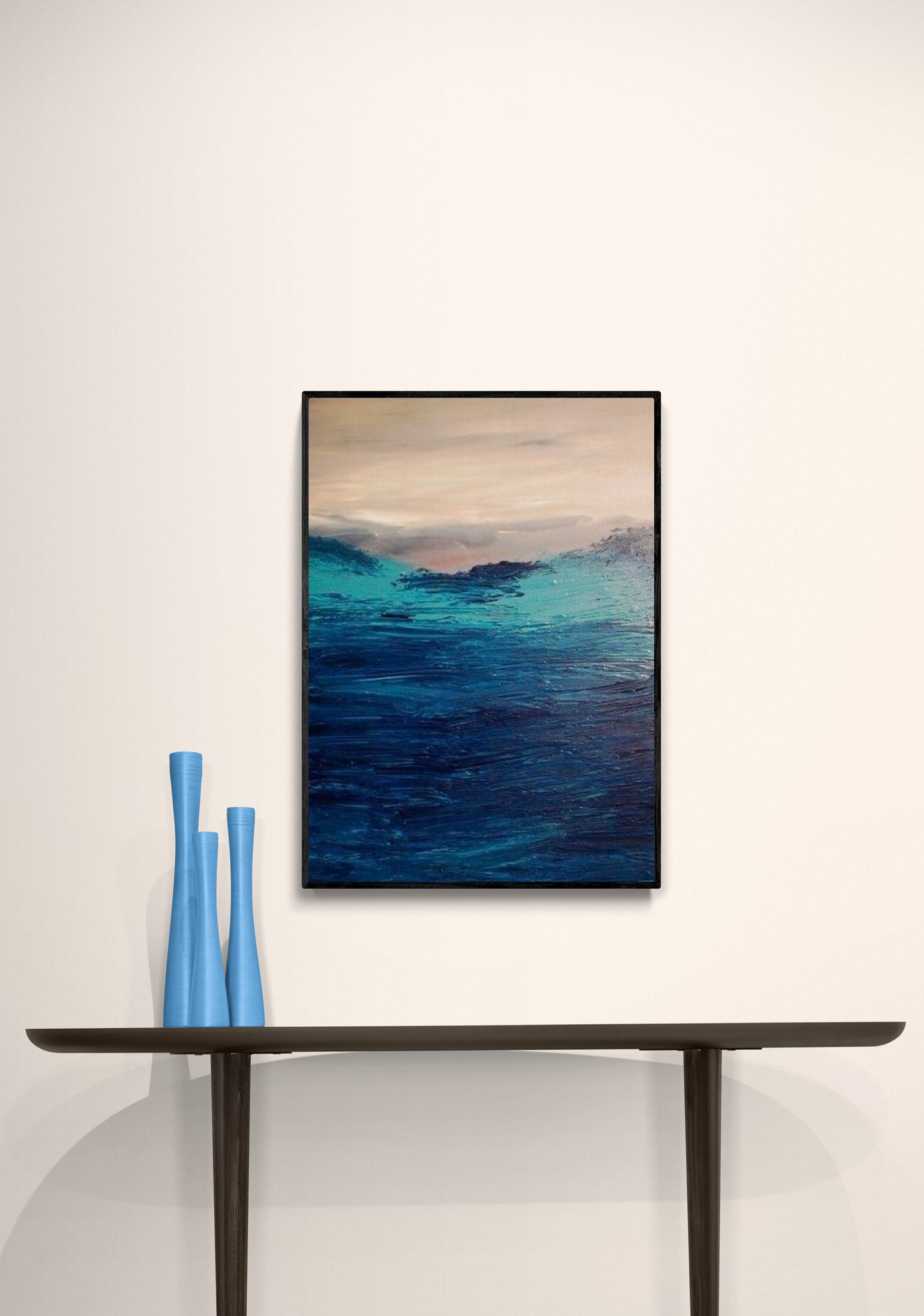 Large Seascape Triptych, Set of 3 Original Modern Paintings, Ocean Painting Abstract, Ready to Hang, Living Room Art, Hand Painted Art