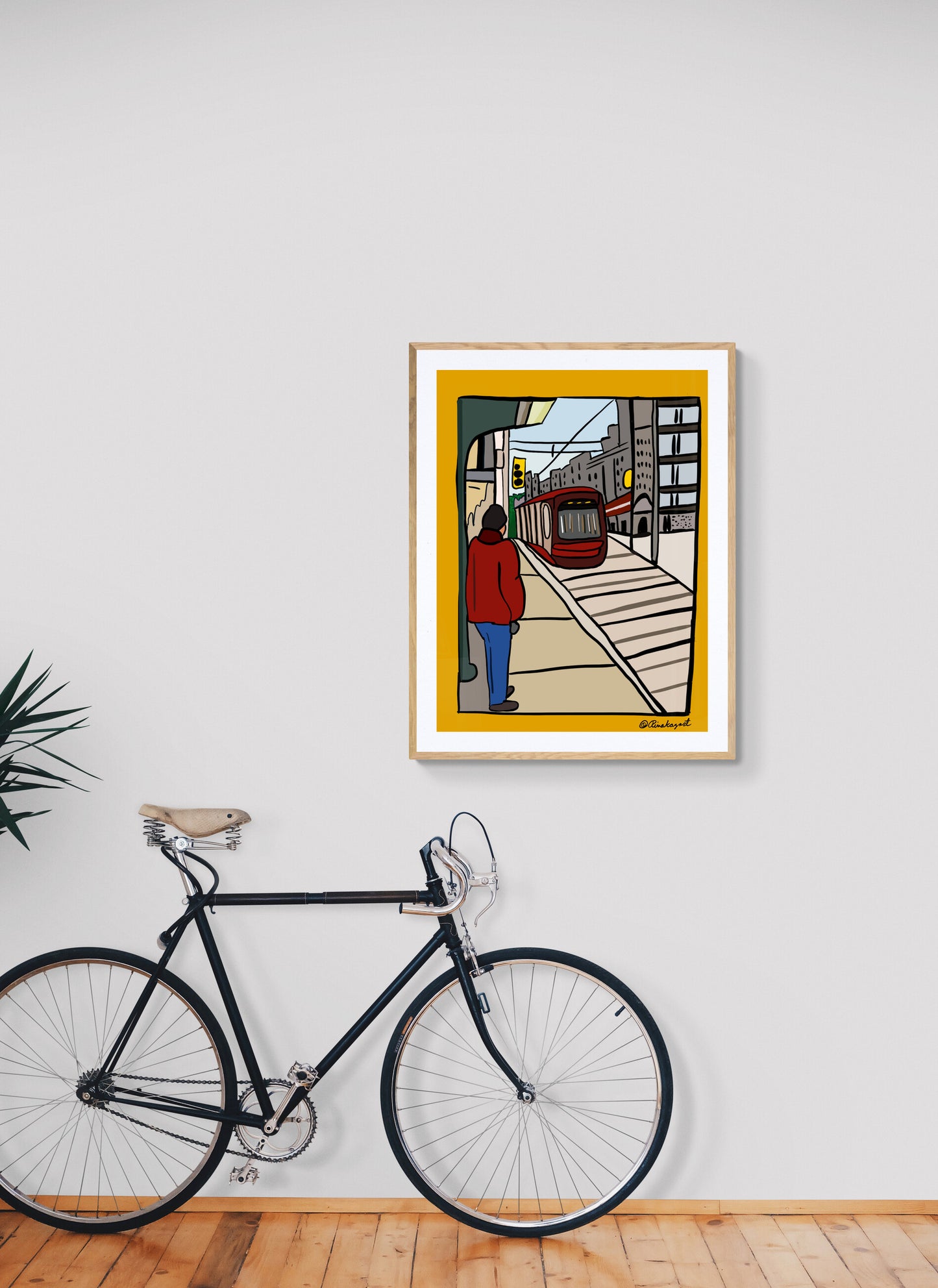 Toronto Streetcar Digital illustration Downtown Scene Toronto during the day Giclée