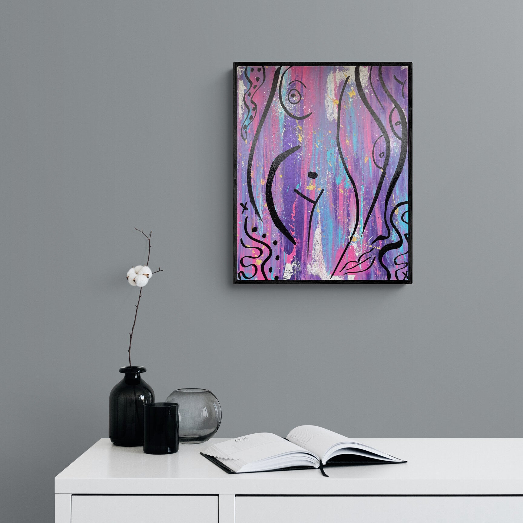 Nude Abstract Art "The Bi Eye" - Original Acrylic Painting by Canadian Artist Rina Kazavchinski