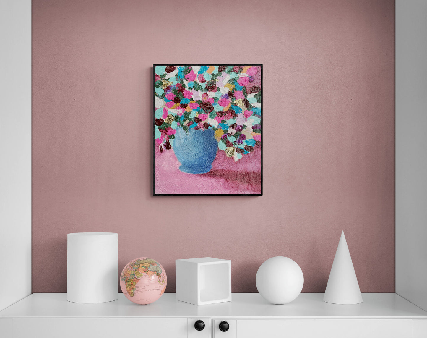 Winter Bouquet of Flowers - Original Acrylic Painting by Rina Kazavchinski