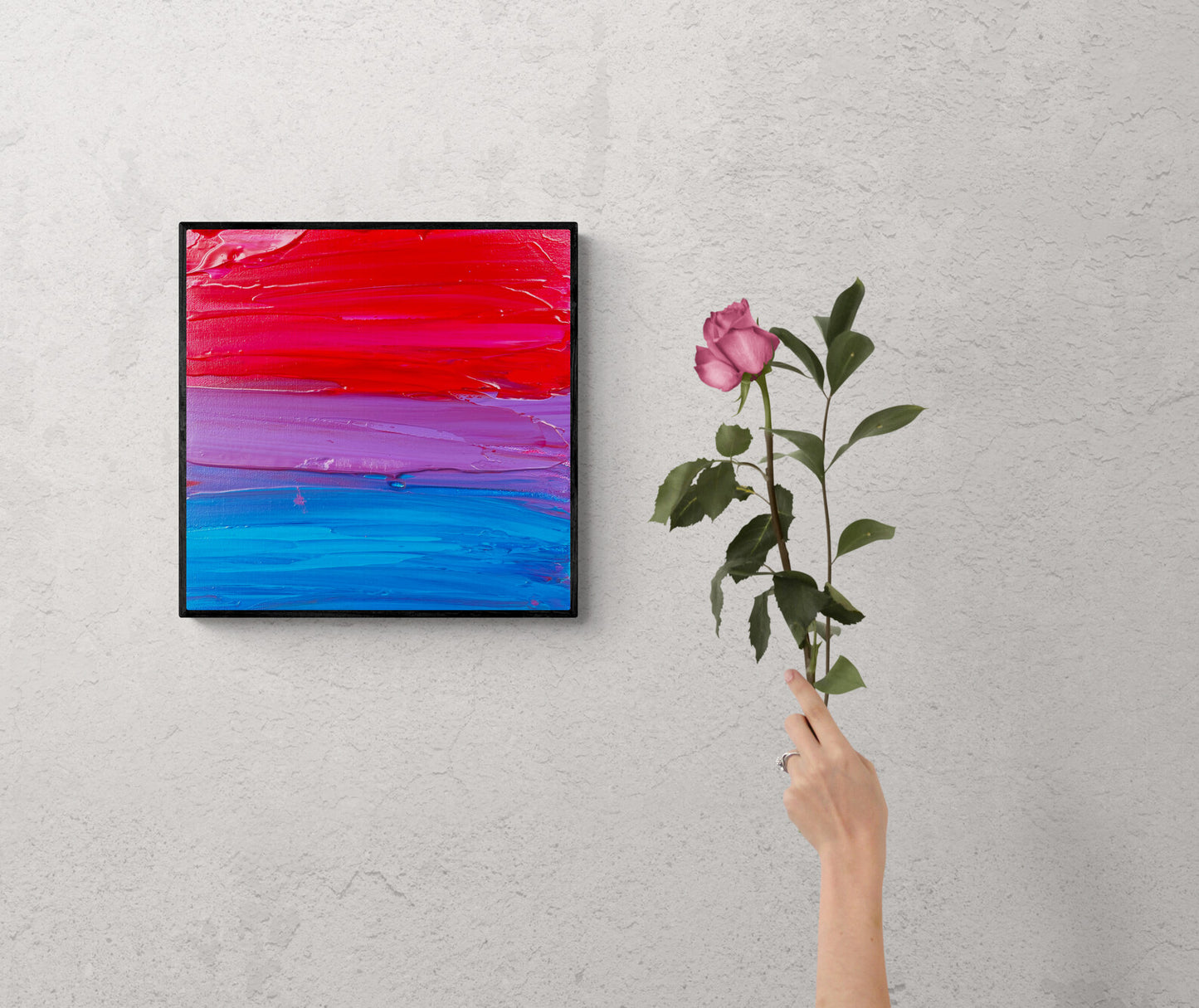 The Painted Bi Flag  - Original Acrylic Painting - Pride Queer Art - by Rina kazavchinski