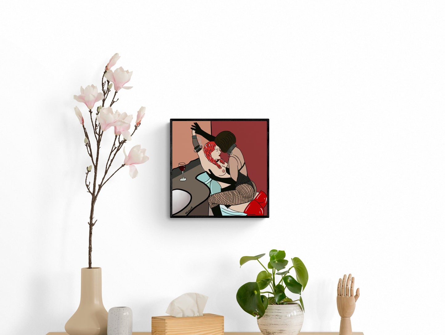 Lesbian Sexy BDSM Art Print, Erotic Art, Queer Art, Bondage Art, Feminist Art, Gift for Girlfriend, Erotic Bedroom Home Decor Wall