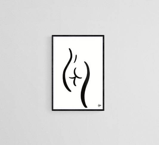 Body Positive Line Art, Bum Waist Nude Art, Female Figure Art Print, Minimalist Wall Art, Boob Art Print, Curvy Art Poster, Line Drawing