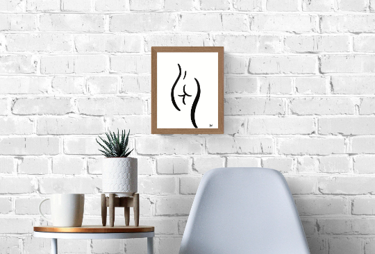 Body Positive Line Art, Bum Waist Nude Art, Female Figure Art Print, Minimalist Wall Art, Boob Art Print, Curvy Art Poster, Line Drawing