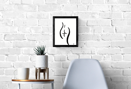Body Positive Line Art, Bum Waist Nude Art, Female Figure Art Print, Minimalist Wall Art, Boob Art Print, Curvy Art Poster, Line Drawing
