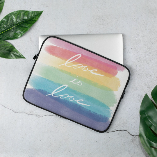 Love is Love Laptop Case, LGBTQ Gift, Rainbow Lover Gift, Gay Pride Merch, Rainbow Laptop Case, 13 inch laptop case, 15 inch laptop case