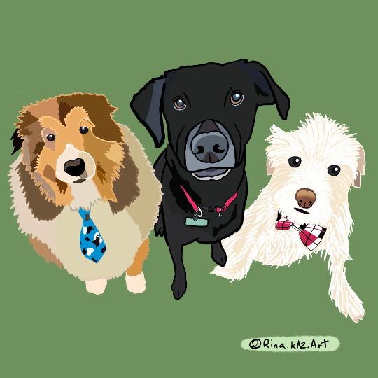 Cartoon Pet Portrait illustration (Cat, Dog, Puppy, Kitty) Anniversary Gift ( Digital Only, print or stretched Canvas)