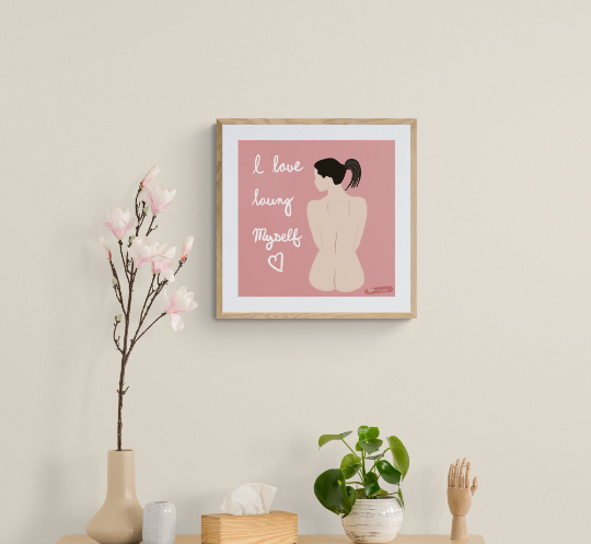 Self Love Art Print Quote, Feminist Modern Art - Art Print Nude Digital Print Giclée