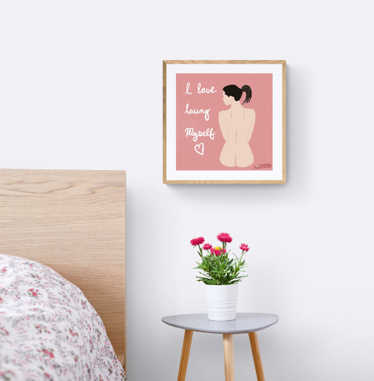 Self Love Art Print Quote, Feminist Modern Art - Art Print Nude Digital Print Giclée