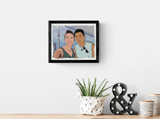 Custom Colour Cartoon Digital Couples Portrait ( with option of printing on paper or canvas)