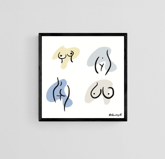 Boobs, Butt, Line Art, Nude Funny Boobies, Boobs Print, Feminist Art, Feminist illustration, Line Art Print, Body Sketch, Nude Curvy Woman Print
