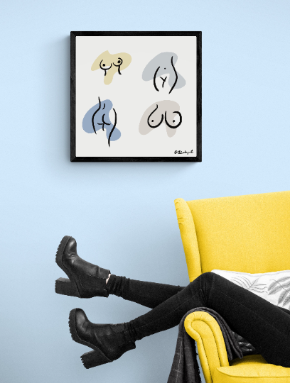 Boobs, Butt, Line Art, Nude Funny Boobies, Boobs Print, Feminist Art, Feminist illustration, Line Art Print, Body Sketch, Nude Curvy Woman Print