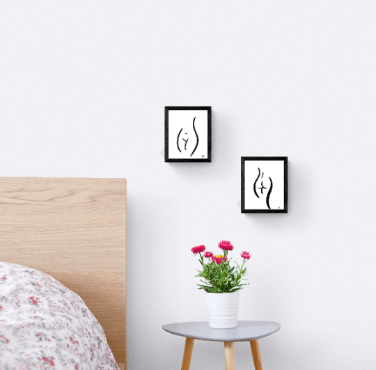 Body Positive Line Art, Set of Two Prints, Female Figure Art Print, Minimalist Wall Art, Boob Art Print, Curvy Art Poster, Line Drawing
