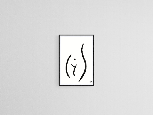 Body Positive Line Art, Curvy Front Nude Art, Female Figure Art Print, Minimalist Wall Art, Boob Art Print, Curvy Art Poster, Line Drawing