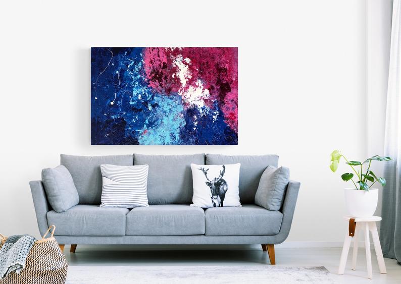 "Pink Ocean Wave" -  Original Acrylic Painting by Canadian Abstract Artist Rina Kazavchinski