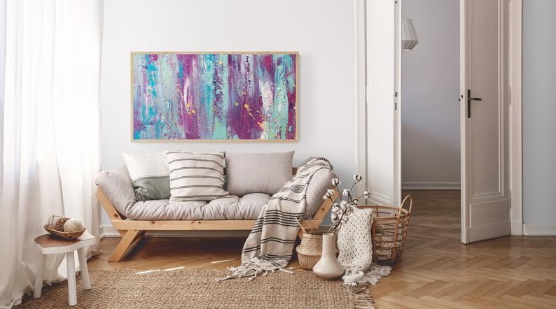 Custom Commissioned Painting Original by Canadian Abstract Artist Rina Kazavchinski