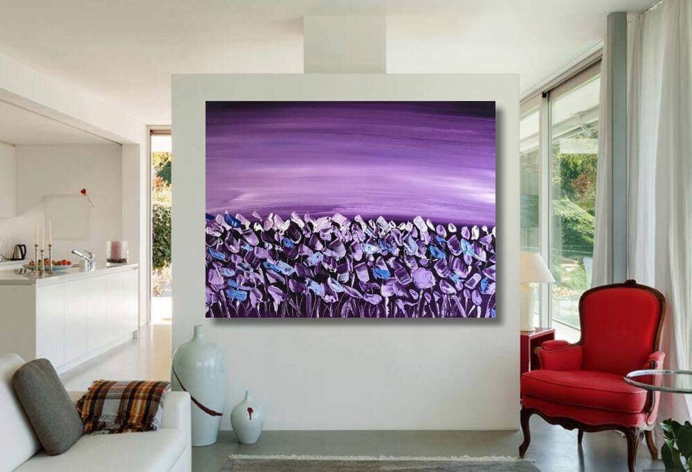 "Purple Poppy Fields" - Original Acrylic Floral Painting