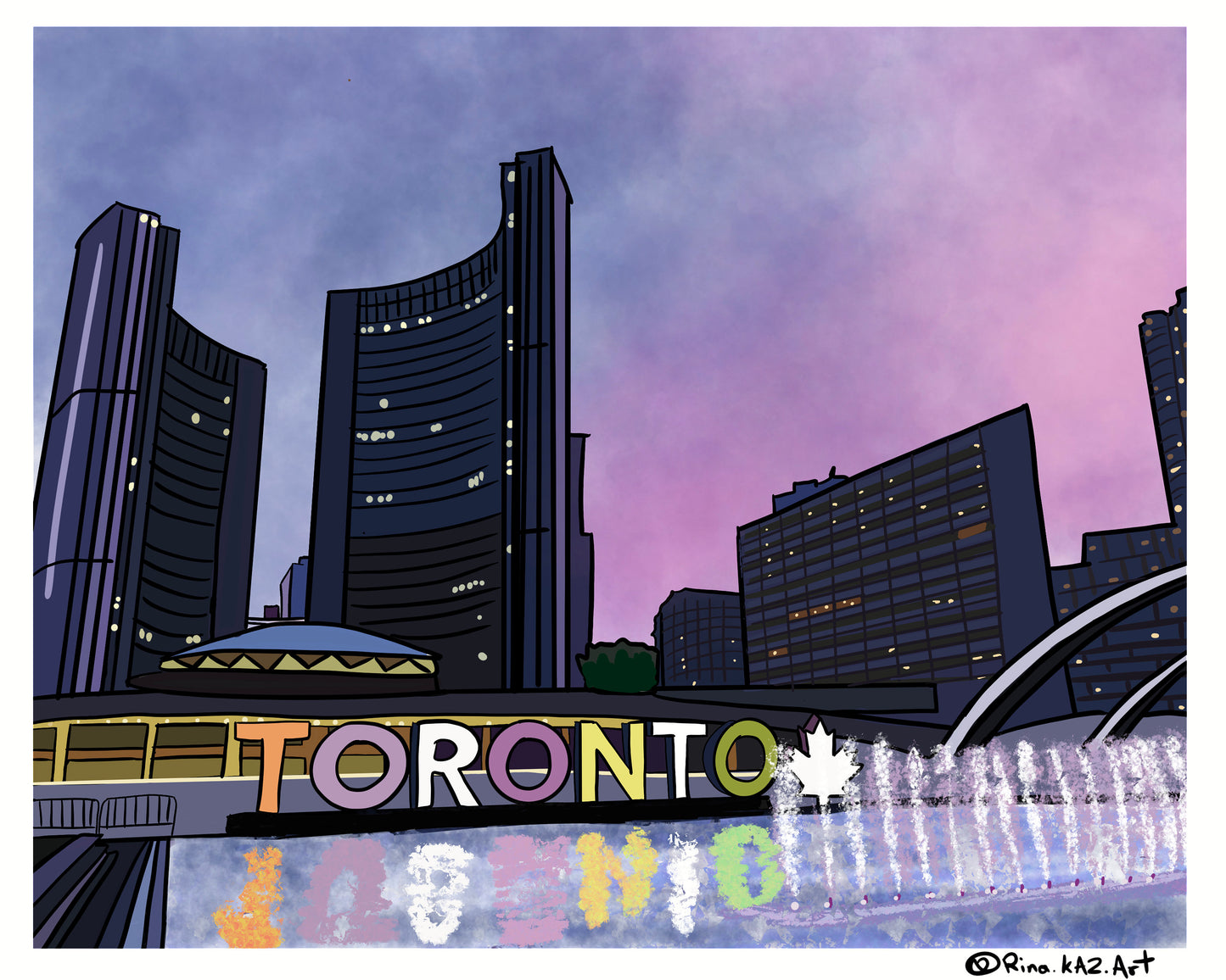 Toronto Nathan Phillips Square Art Print Giclée