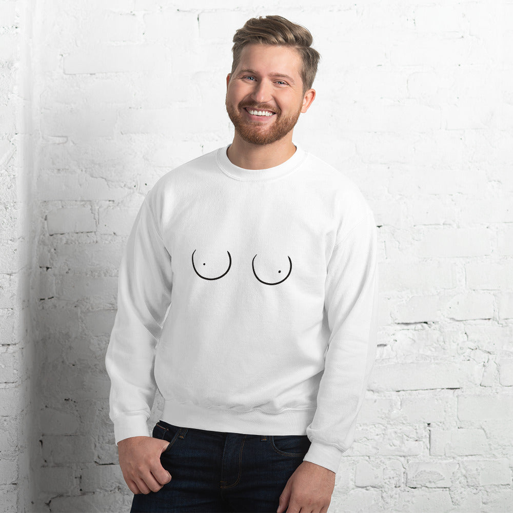 Boobs Line Art Sweater, Funny Boobies, Boobs Crewneck Unisex Sweater, Pride Sweater LGBT+ Clothes, Unisex Heavy Blend Crewneck Sweatshir