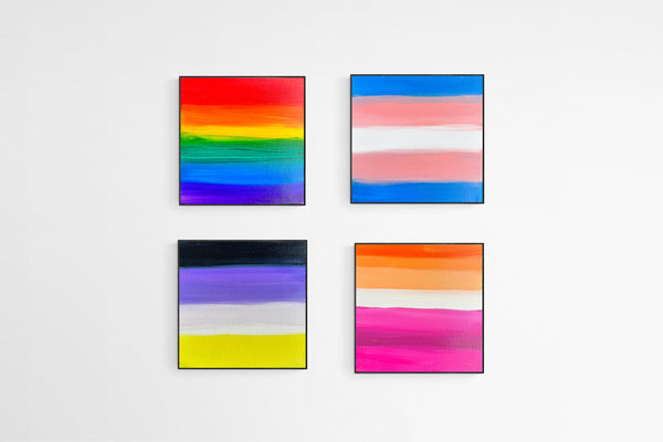 Custom Non-Binary Flag Painting -  Pride Flag Original Acrylic Painting - by Rina Kazavchinski