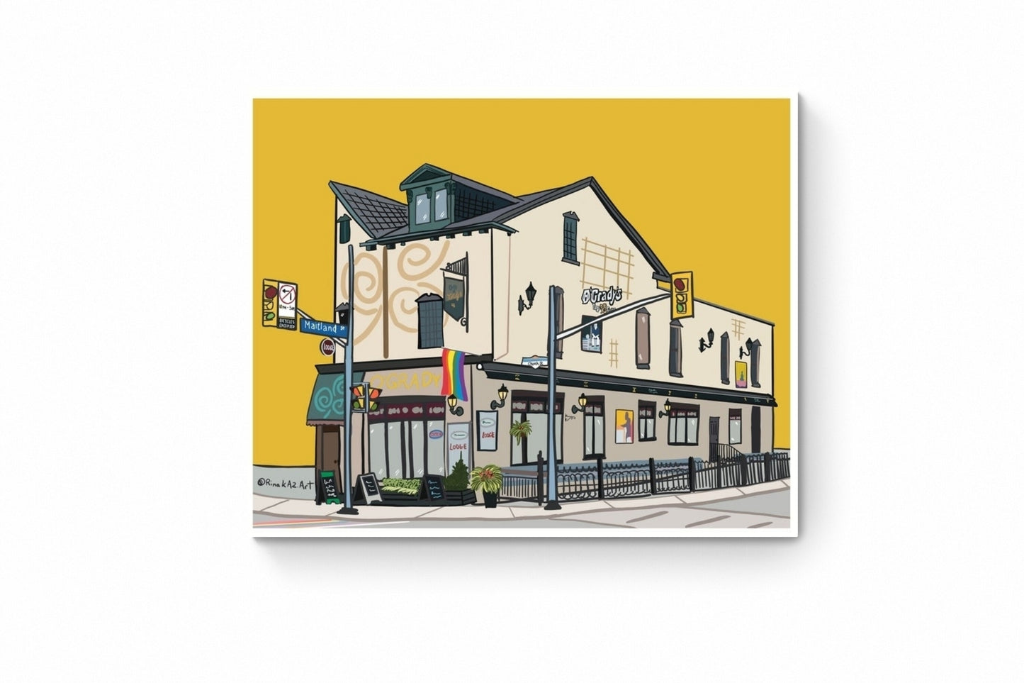 "O'Grady's Bar And Restaurant Toronto Art Print" by Canadian Artist Rina Kazavchinski