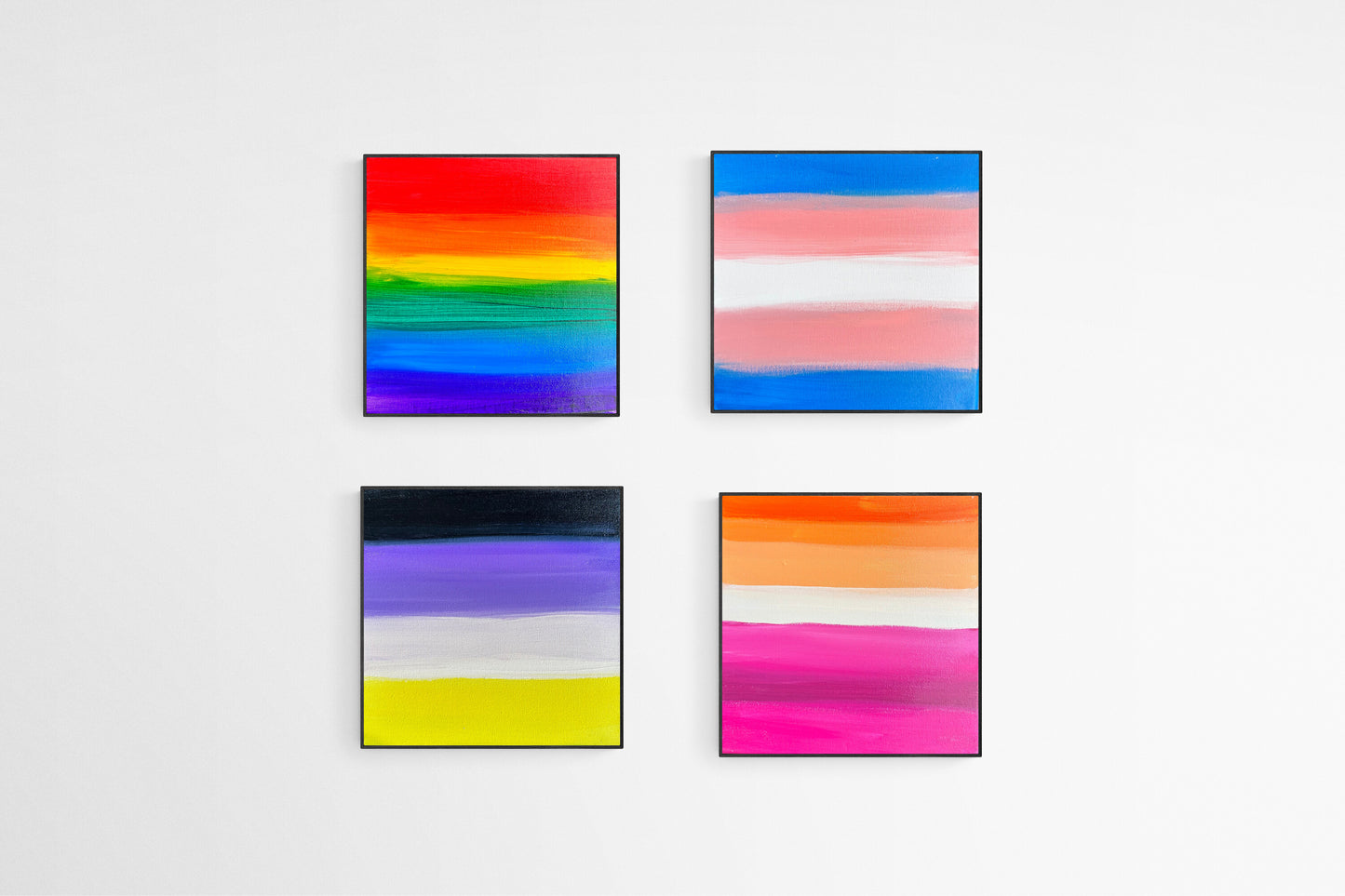 Custom Lesbian Flag Painting -  Pride Flag Original Acrylic Painting - by Rina Kazavchinski