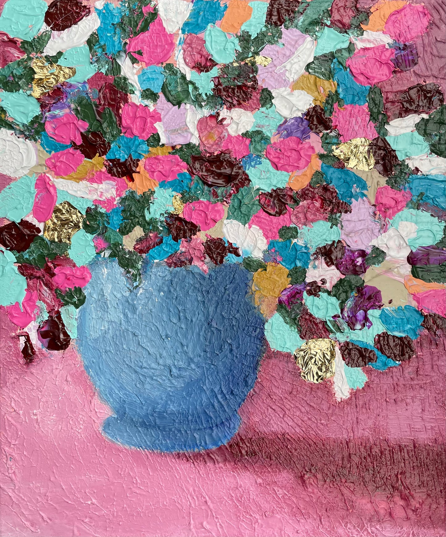 Winter Bouquet of Flowers - Original Acrylic Painting by Rina Kazavchinski