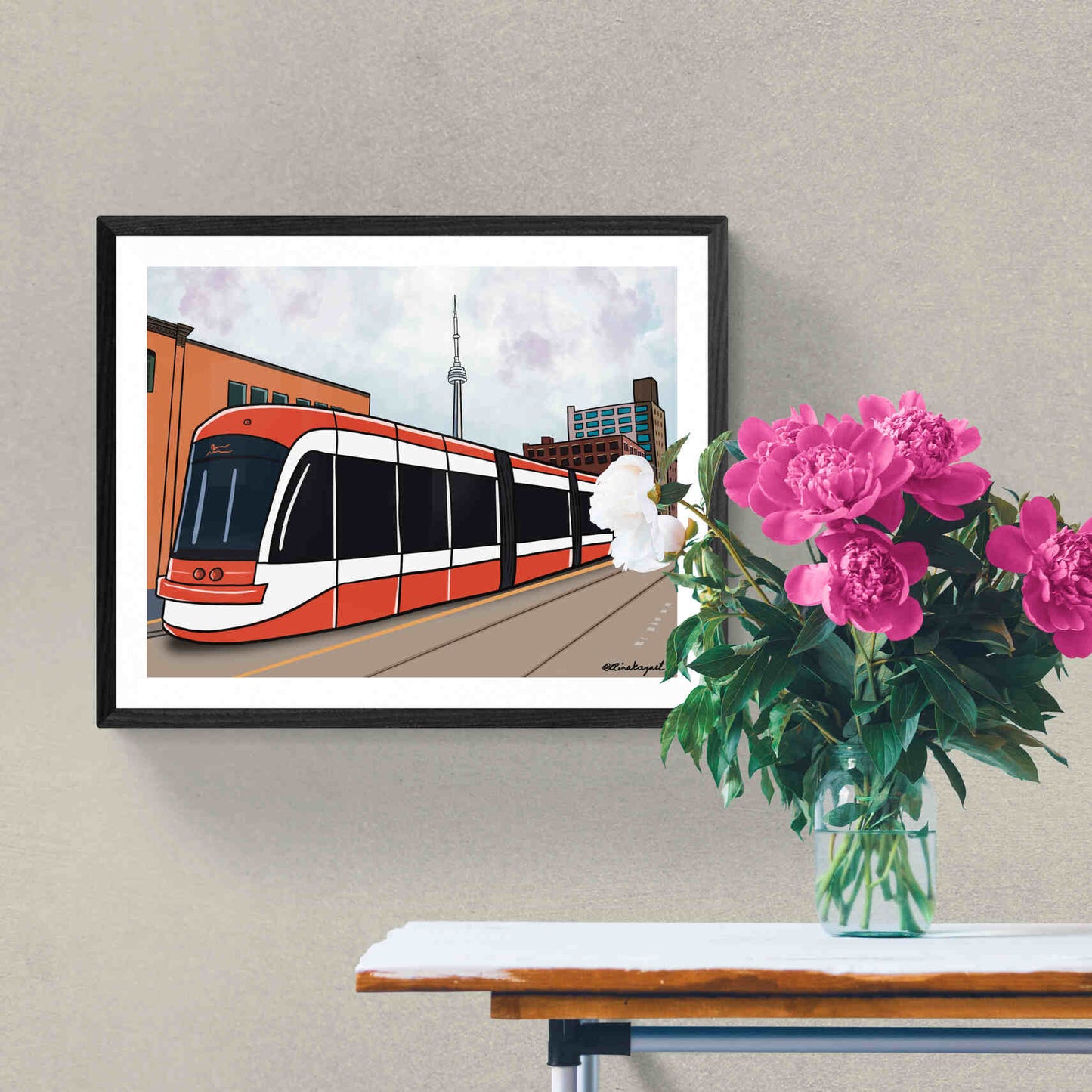 Toronto Streetcar Digital illustration - Toronto TTC Art Print, Toronto Artist, Gift for Toronto Lover