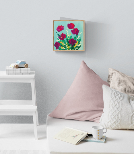 "Poppy Green" -  Original Acrylic Floral Painting