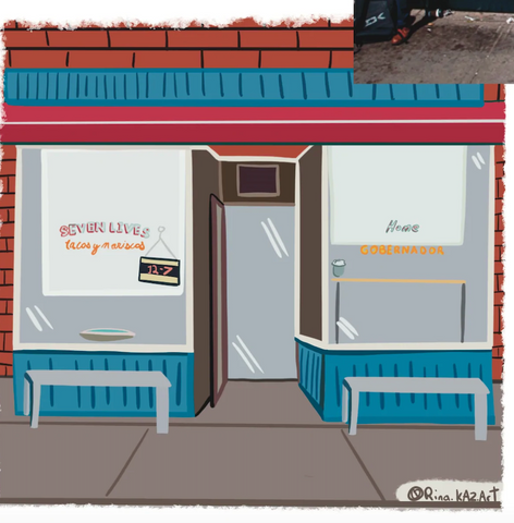 Seven Lives Taco in Kensington Market Torontor - Art Print Giclée by Rina Kazavchinski