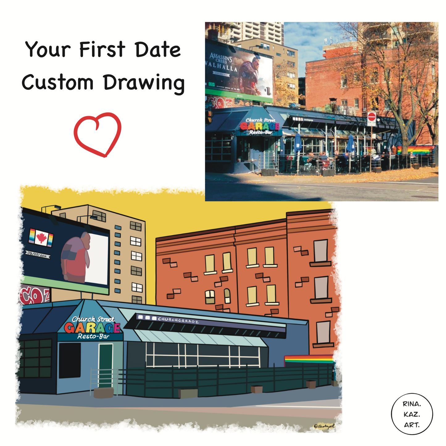 Your First Date Custom Digital Drawing